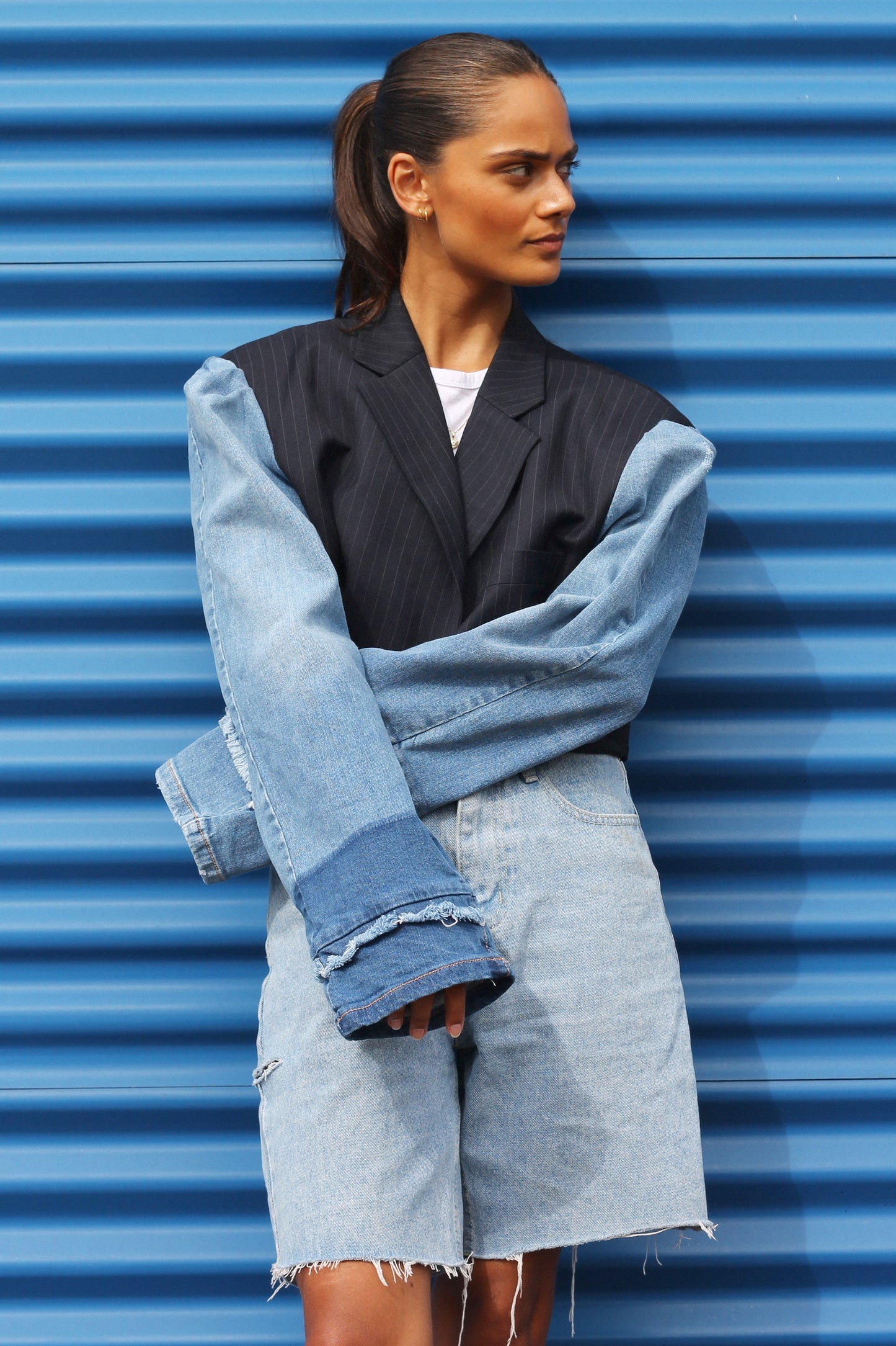 Cropped Denim Blazer